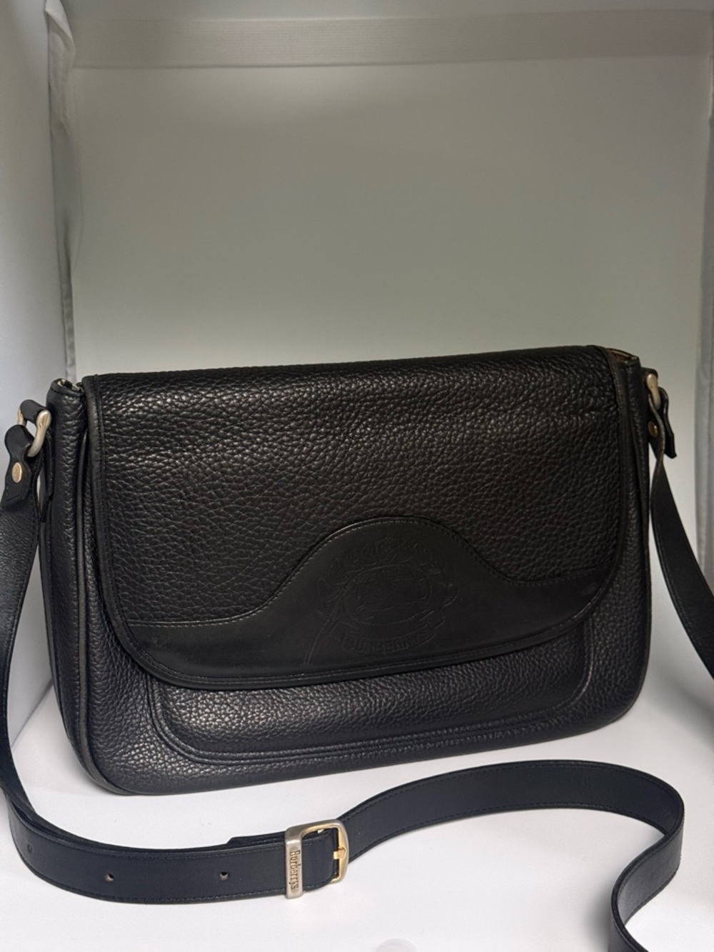 Burberry Black Pebbled Leather Crossbody Bag